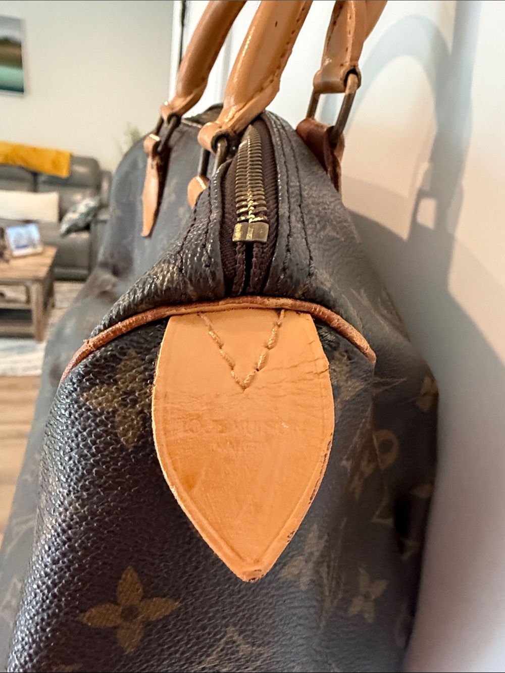 Louis Vuitton Brown Monogram Canvas Satchel with Tan Leather Handles - Picture 5 of 14